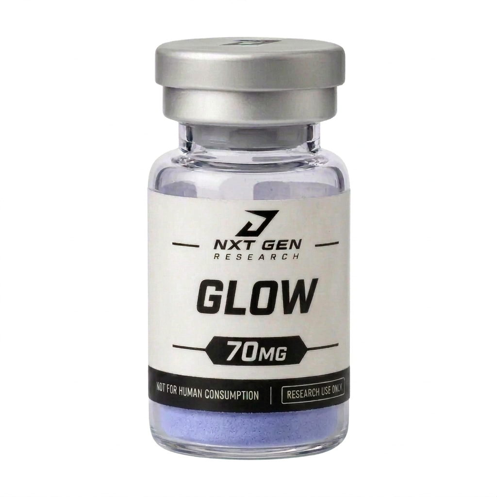 GLOW Blend 70 mg research compound vial, research use only